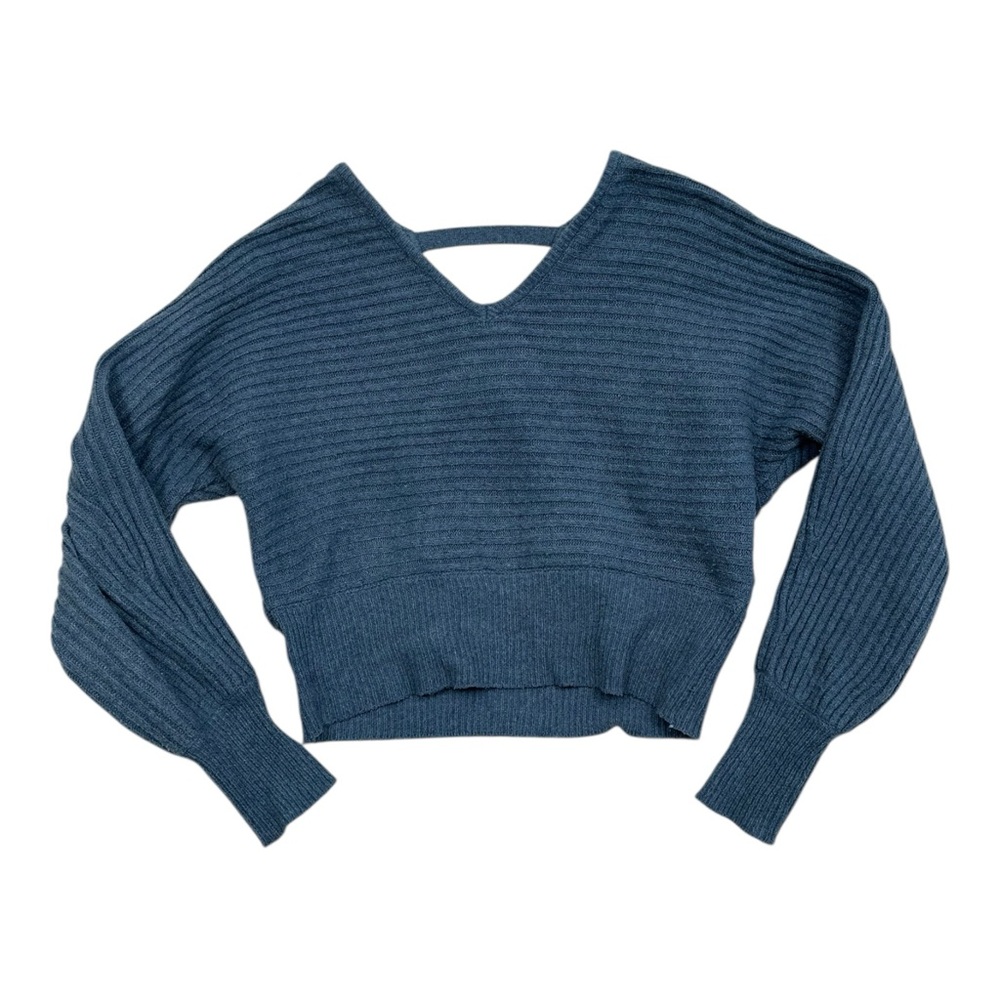 Pink Rose Women's Blue Knit V-Neck Sweater - Size Medium